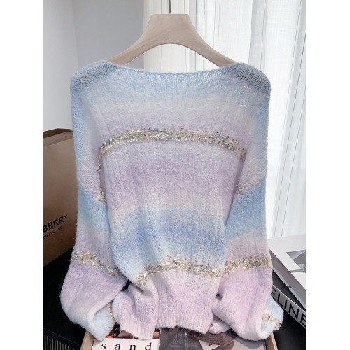 早秋氛圍感漸變色針織上衣女小個子洋氣減齡寬松慵懶軟糯套頭毛衣 早秋氛圍感漸變色針織上衣女小個子洋氣減齡寬松慵懶軟糯套頭毛衣