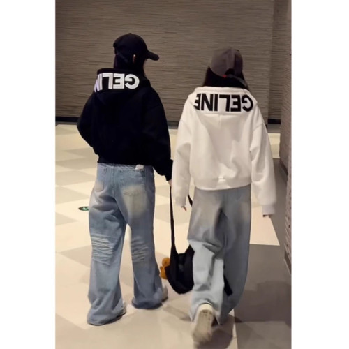 韓版ins個性字母貼布連帽開衫拉鍊衛衣新款寬松百搭慵懶學院外套 韓版ins個性字母貼布連帽開衫拉鍊衛衣新款寬松百搭慵懶學院外套