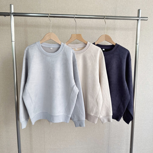 日單 秋冬新款女士麂皮絨圓領長袖衛衣柔軟舒適寬松休閒上衣 日單 秋冬新款女士麂皮絨圓領長袖衛衣柔軟舒適寬松休閒上衣