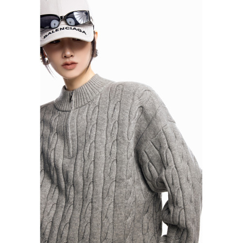 ICH MODE 美式老錢風半拉鍊套頭毛衣女春秋季polo衫毛針織衫上衣 ICH MODE 美式老錢風半拉鍊套頭毛衣女春秋季polo衫毛針織衫上衣