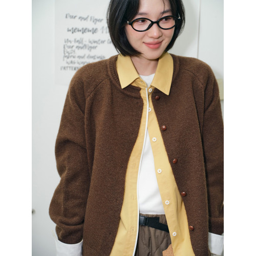 鹿與飛鳥“五色雜貨鋪”蓬松保暖混紡圓領五色插肩袖針織開衫7094 鹿與飛鳥“五色雜貨鋪”蓬松保暖混紡圓領五色插肩袖針織開衫7094