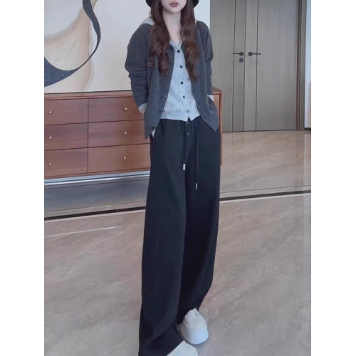 大碼連帽假兩件針織衫女秋季胖MM顯瘦寬松慵懶風長袖毛衣開衫上衣