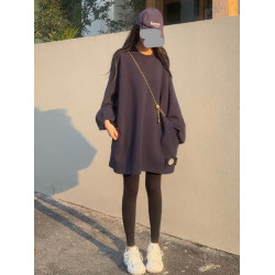 巨好看的中長款圓領長袖衛衣女2025春秋新款慵懶寬松韓版休閒T恤