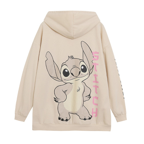 春秋季卡通字母前後印花外套 連帽衛衣女寬松大碼加絨口袋款 春秋季卡通字母前後印花外套 連帽衛衣女寬松大碼加絨口袋款