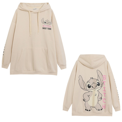 春秋季卡通字母前後印花外套 連帽衛衣女寬松大碼加絨口袋款 春秋季卡通字母前後印花外套 連帽衛衣女寬松大碼加絨口袋款