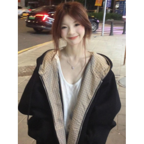 美式復古格紋連帽衛衣外套女2025新款爆款早秋韓系穿搭巨好看上衣 美式復古格紋連帽衛衣外套女2025新款爆款早秋韓系穿搭巨好看上衣