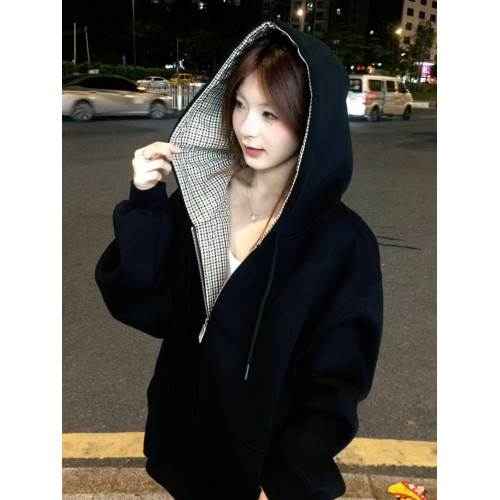 美式復古格紋連帽衛衣外套女2025新款爆款早秋韓系穿搭巨好看上衣 美式復古格紋連帽衛衣外套女2025新款爆款早秋韓系穿搭巨好看上衣