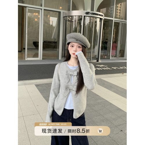 切糕自製小個子秋冬新款上衣女設計感蝴蝶結假兩件毛衣針織衫毛衫