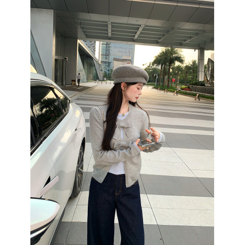 切糕自製小個子秋冬新款上衣女設計感蝴蝶結假兩件毛衣針織衫毛衫