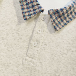 慵懶風可愛臘腸狗假兩件衛衣女新款設計感Polo領格子拼接男生襯衫