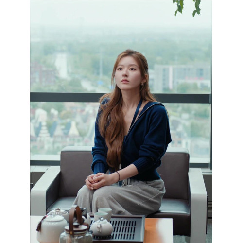 許我耀眼許妍趙露思同款衣服針織開衫毛衣女連帽衛衣拉鍊外套秋季