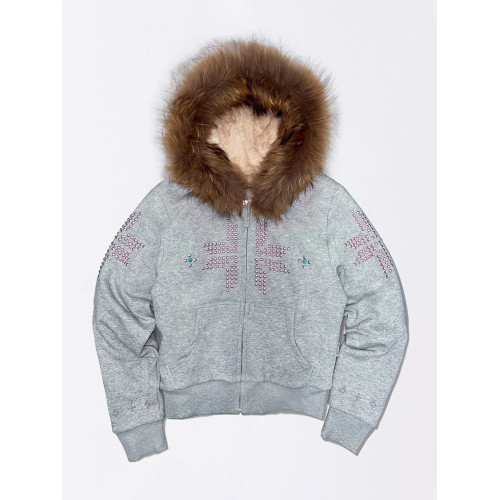 美式復古燙鑽毛領加絨連帽衛衣外套女冬季街頭龐克寬松棉服短外套 美式復古燙鑽毛領加絨連帽衛衣外套女冬季街頭龐克寬松棉服短外套