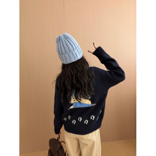 此外 提花翻領加厚毛衣外套女2025秋季新款直筒遮肉韓版針織開衫