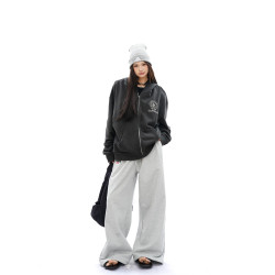 S3T5美式復古哥特風印花連帽衛衣男女新款寬松休閒開衫拉鍊外套潮