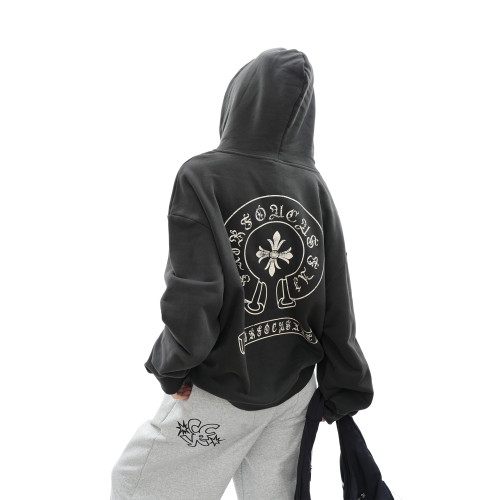 S3T5美式復古哥特風印花連帽衛衣男女新款寬松休閒開衫拉鍊外套潮