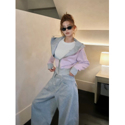 李婉君韓系灰色拉鍊衛衣女秋冬正反兩穿百搭休閒開衫上衣收腰外套