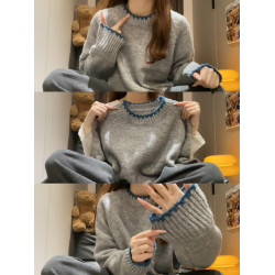 慵懶風高級感寬松灰色毛衣女秋冬季2025年新款內搭打底針織衫上衣