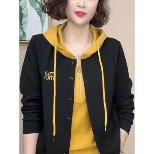 春秋新款時尚連帽假兩件衛衣女百搭遮肚顯瘦寬松休閒減齡長袖上衣 春秋新款時尚連帽假兩件衛衣女百搭遮肚顯瘦寬松休閒減齡長袖上衣