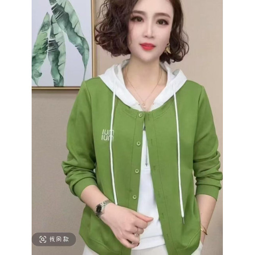 春秋新款時尚連帽假兩件衛衣女百搭遮肚顯瘦寬松休閒減齡長袖上衣 春秋新款時尚連帽假兩件衛衣女百搭遮肚顯瘦寬松休閒減齡長袖上衣