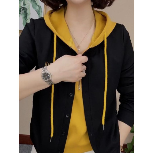 春秋新款時尚連帽假兩件衛衣女百搭遮肚顯瘦寬松休閒減齡長袖上衣 春秋新款時尚連帽假兩件衛衣女百搭遮肚顯瘦寬松休閒減齡長袖上衣