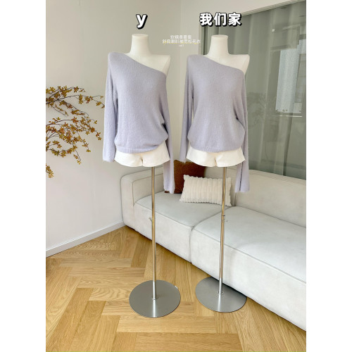 柒月末 軟糯柔霧紫 斜肩喇叭袖寬松毛衣純欲氣質早秋套頭針織衫 柒月末 軟糯柔霧紫 斜肩喇叭袖寬松毛衣純欲氣質早秋套頭針織衫