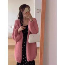 韓系慵懶風軟糯毛衣外套女2026早春寬鬆大版加厚洋氣針織開衫外搭