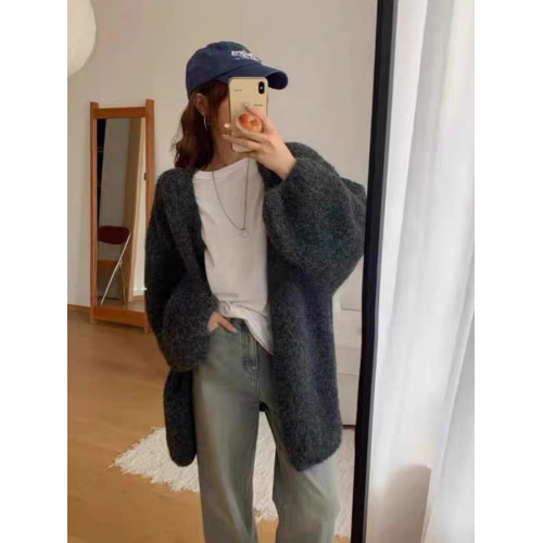 韓系慵懶風軟糯毛衣外套女2026早春寬鬆大版加厚洋氣針織開衫外搭