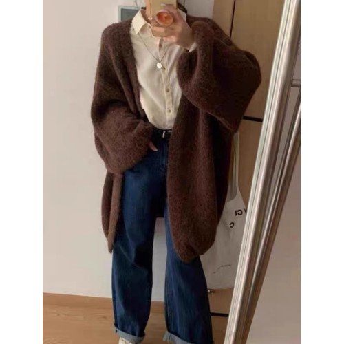 韓系慵懶風軟糯毛衣外套女2026早春寬鬆大版加厚洋氣針織開衫外搭