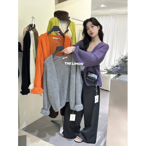 The Limon2025十三行早秋新款時尚百搭慵懶松弛軟糯厚實開衫毛衣