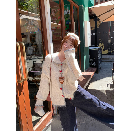 蘇三三娃娃領毛衣外套女秋冬穿搭羊毛針織開衫2025新款巨好看上衣 蘇三三娃娃領毛衣外套女秋冬穿搭羊毛針織開衫2025新款巨好看上衣