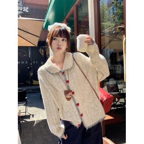 蘇三三娃娃領毛衣外套女秋冬穿搭羊毛針織開衫2025新款巨好看上衣 蘇三三娃娃領毛衣外套女秋冬穿搭羊毛針織開衫2025新款巨好看上衣