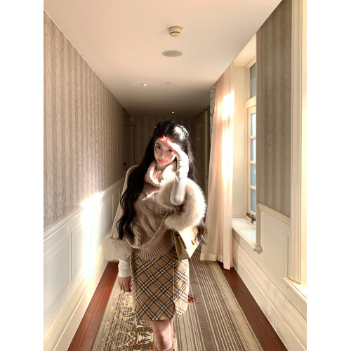 Barb Chill高領羊毛毛衣女秋冬千金穿搭慵嬾感可拆卸毛袖麻花上衣