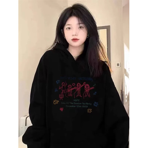 白灰色連帽衛衣女春秋款2025新款爆款長袖外套加絨加厚秋冬上衣 白灰色連帽衛衣女春秋款2025新款爆款長袖外套加絨加厚秋冬上衣