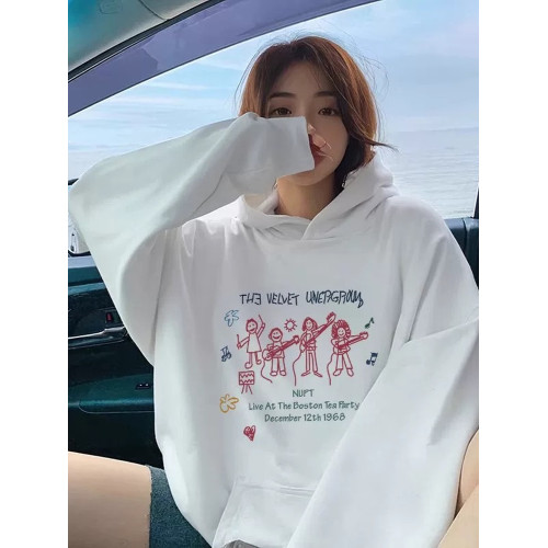 白灰色連帽衛衣女春秋款2025新款爆款長袖外套加絨加厚秋冬上衣 白灰色連帽衛衣女春秋款2025新款爆款長袖外套加絨加厚秋冬上衣