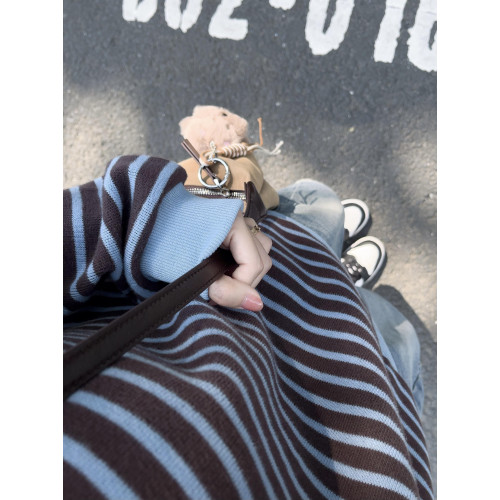 韓系學院風翻領條紋衛衣女秋季復古百搭撞色寬松休閒長袖毛衣上衣 韓系學院風翻領條紋衛衣女秋季復古百搭撞色寬松休閒長袖毛衣上衣