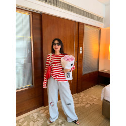 落落狷介褲子寬松bf慵懶風灰色刺綉蕾絲衛褲女2025早秋新款松緊腰