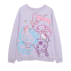 春秋季可愛卡通動漫圓領長袖衛衣女士薄絨寬松親膚減齡上衣