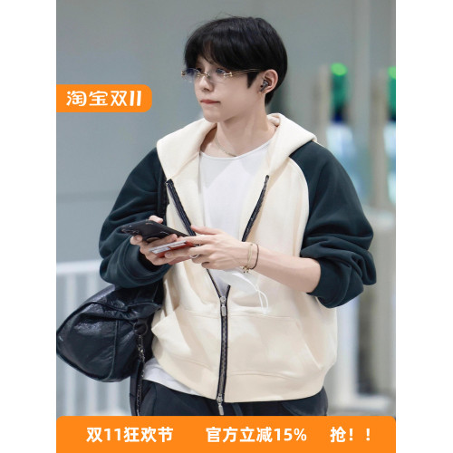 RIIZE拉椅子將太郎同款拼色衛衣女韓版寬松上衣開衫外套2025秋冬 RIIZE拉椅子將太郎同款拼色衛衣女韓版寬松上衣開衫外套2025秋冬