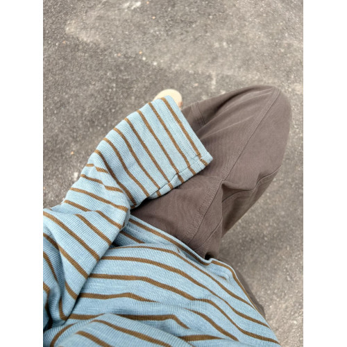 慵懶風針織衫女2025新款寬松韓系早秋季穿搭條紋薄款長袖t恤上衣