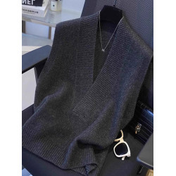 極簡風V領針織背心女寬松顯瘦曡穿高級感氣質毛衣馬甲時尚上衣