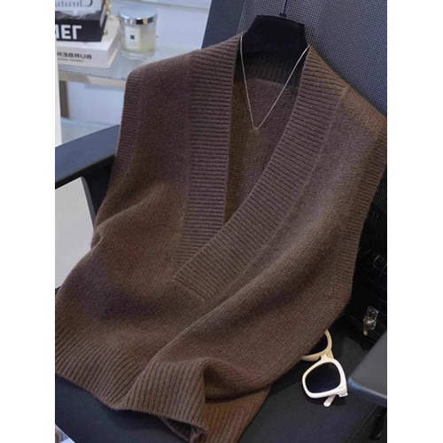 極簡風V領針織背心女寬松顯瘦曡穿高級感氣質毛衣馬甲時尚上衣