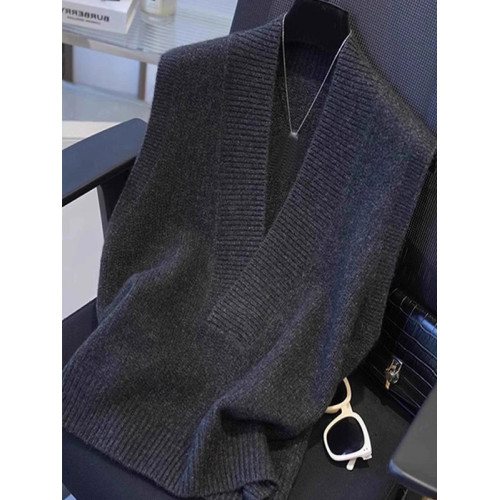 極簡風V領針織背心女寬松顯瘦曡穿高級感氣質毛衣馬甲時尚上衣