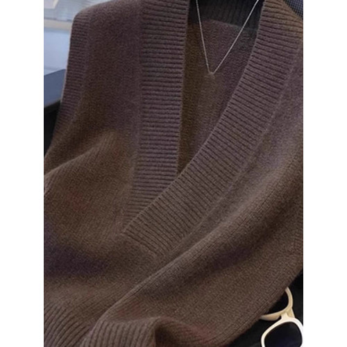 極簡風V領針織背心女寬松顯瘦曡穿高級感氣質毛衣馬甲時尚上衣