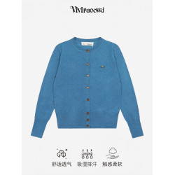 VIVIPUOOWD小標經典土星刺綉韓版百搭針織開衫女羊毛混紡毛衣