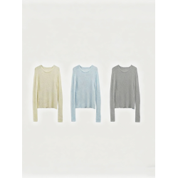 韓國東大門早秋新款簡約日常休閒顯瘦圓領時尚百搭雲朵毛針織上衣