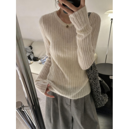 韓國東大門早秋新款簡約日常休閒顯瘦圓領時尚百搭雲朵毛針織上衣