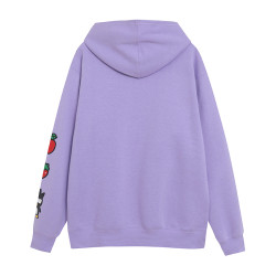 春秋季卡通動漫印花連帽套頭衛衣女大碼薄絨寬松減齡口袋帽衫