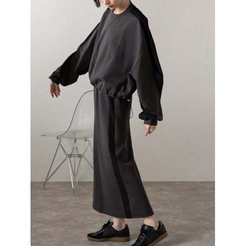 日系早秋尼龍褶皺抽繩上衣+毛圈半裙壓褶百搭日單寬松氣質休閒ins 日系早秋尼龍褶皺抽繩上衣+毛圈半裙壓褶百搭日單寬松氣質休閒ins