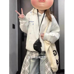 美式復古連帽字母衛衣女春秋寬松運動通勤百搭學院風休閒氣質外套