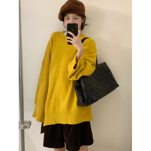 大7女裝M12625秋冬韓版寬松大碼胖mm慵懶松弛風百搭純色圓領毛衣 大7女裝M12625秋冬韓版寬松大碼胖mm慵懶松弛風百搭純色圓領毛衣